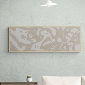 Long narrow wall art, downloadable; Wide horizontal printable wall art abstract; modern; 36x12; grey, brown
