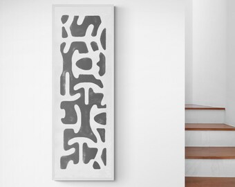 Long narrow wall art in black and white; printable, modern; 36x12 / 20x60, charcoal