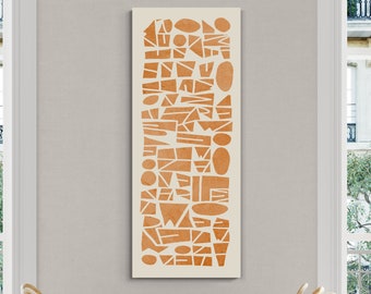 Long narrow, canvas wall art print in orange; horizontal or vertical, modern; 60x24