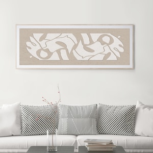 Long narrow printable wall art in beige; Wide, horizontal; modern; 36x12