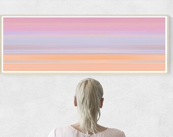 Long narrow, 12x36 wall art; printable horizontal abstract, sea sunset landscape; 12x36 wall art