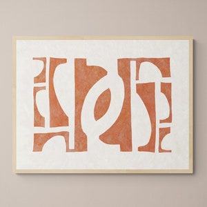 Large Abstract wall art, printable, (24 x 36 inch, 3 ft by 2 ft), terracotta colour