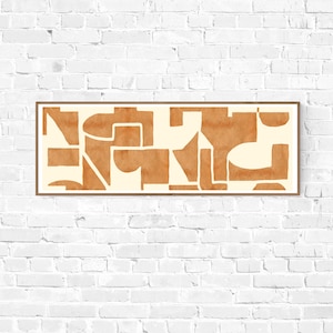 Long narrow wall art in orange; Wide horizontal printable wall art abstract in burnt orange modern art; 12 x 36 wall art