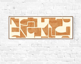 Long narrow printable wall art in orange; Wide, horizontal; in burnt orange modern; 12x36
