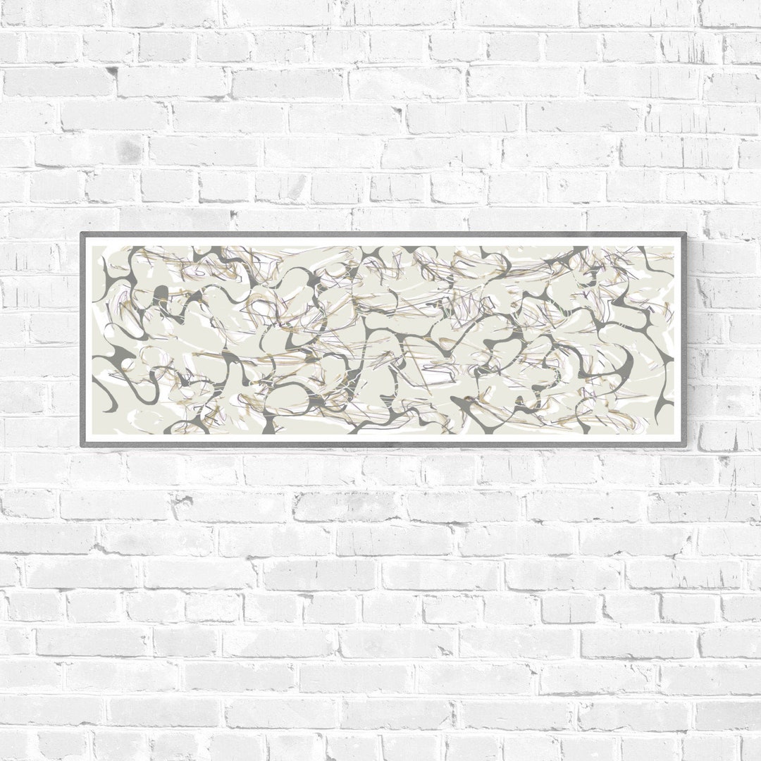 Long Narrow Wall Art in Grey Wide Horizontal Printable Wall Art