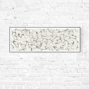 Long narrow wall art in grey; Wide horizontal printable wall art abstract; modern; 36x12