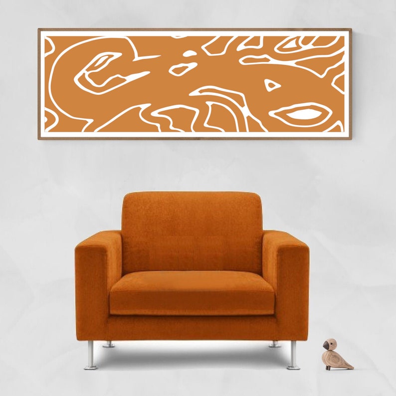 Long thin wall art 36x12 or 12x36 in rust orange narrow Etsy