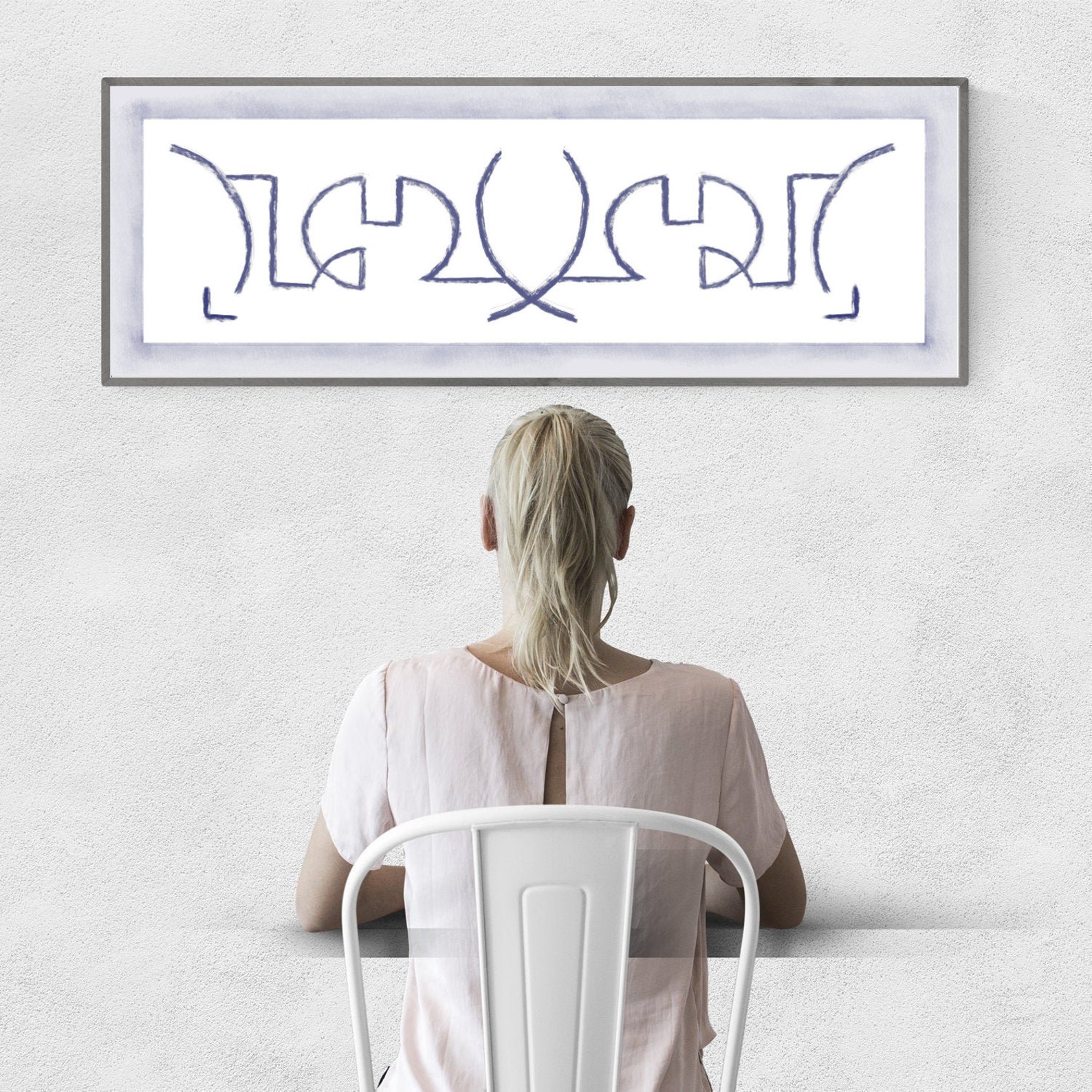 Printable long tall wall art in navy 12x36 Wide wall art Etsy