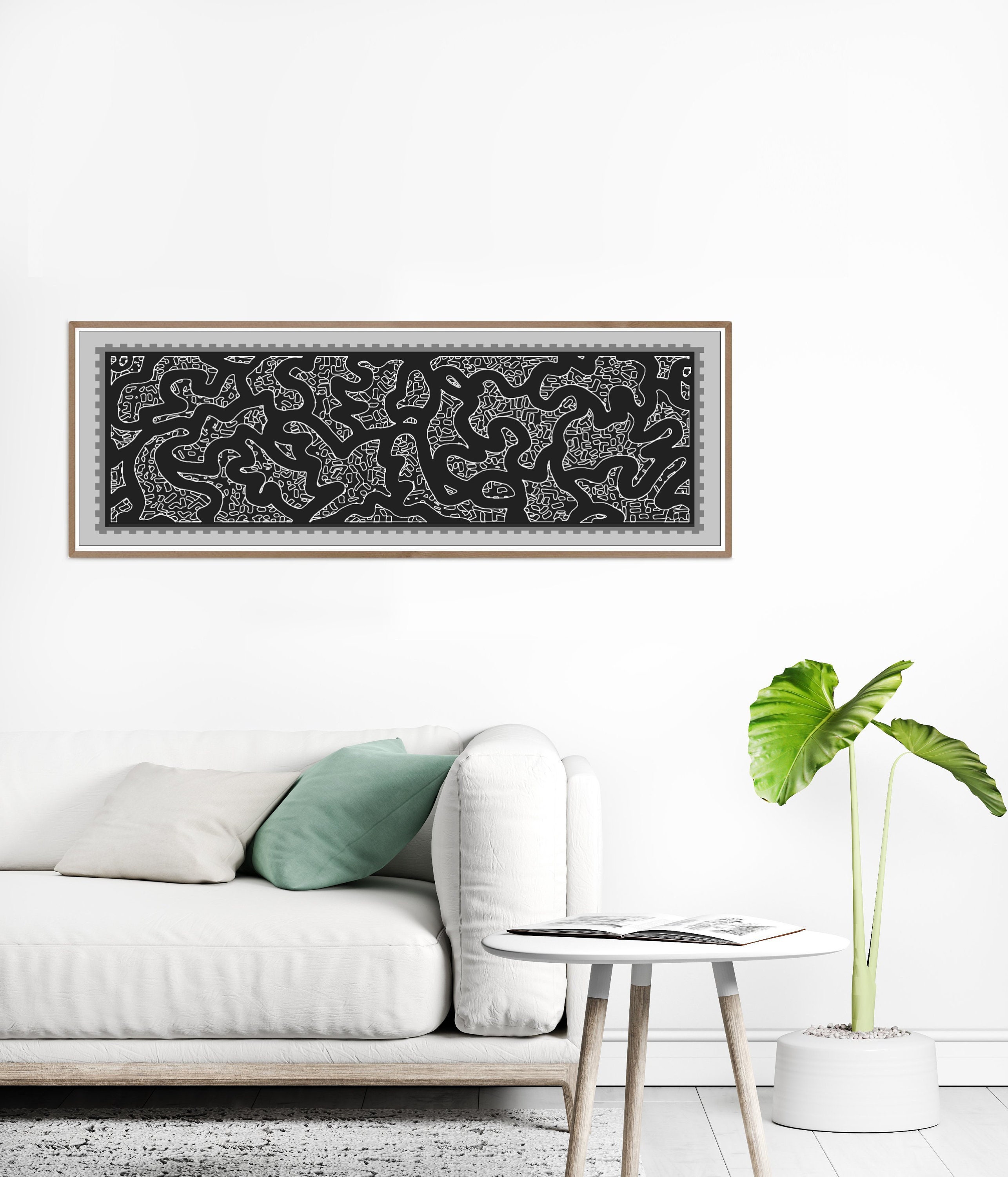 Long narrow vertical wall art in grey white 12 high 36 wide Etsy