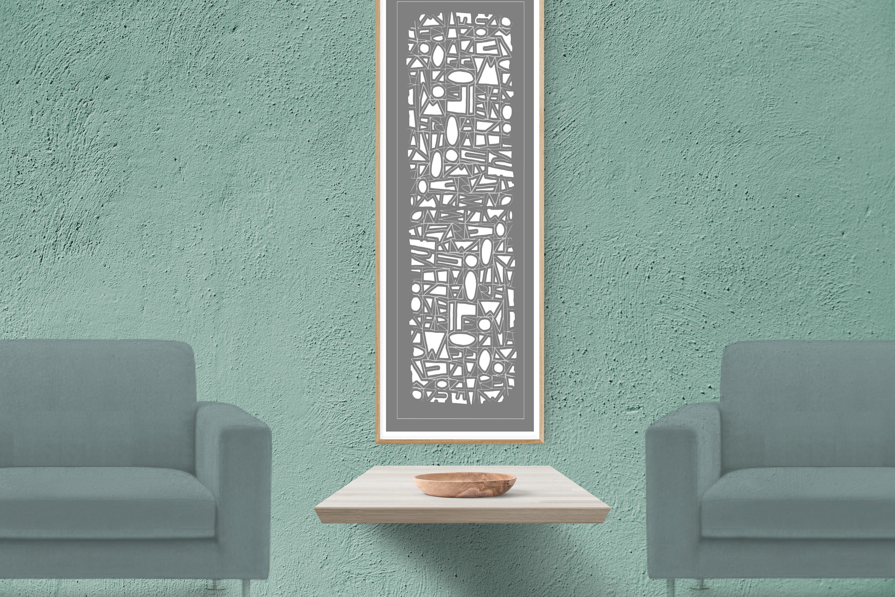 Long Narrow Vertical Wall Art in Grey White 12 High 36 Wide Etsy UK