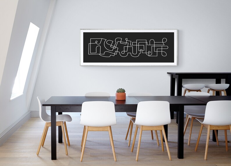 Long Narrow Wall Art in Black and White Printable Horizontal Etsy UK