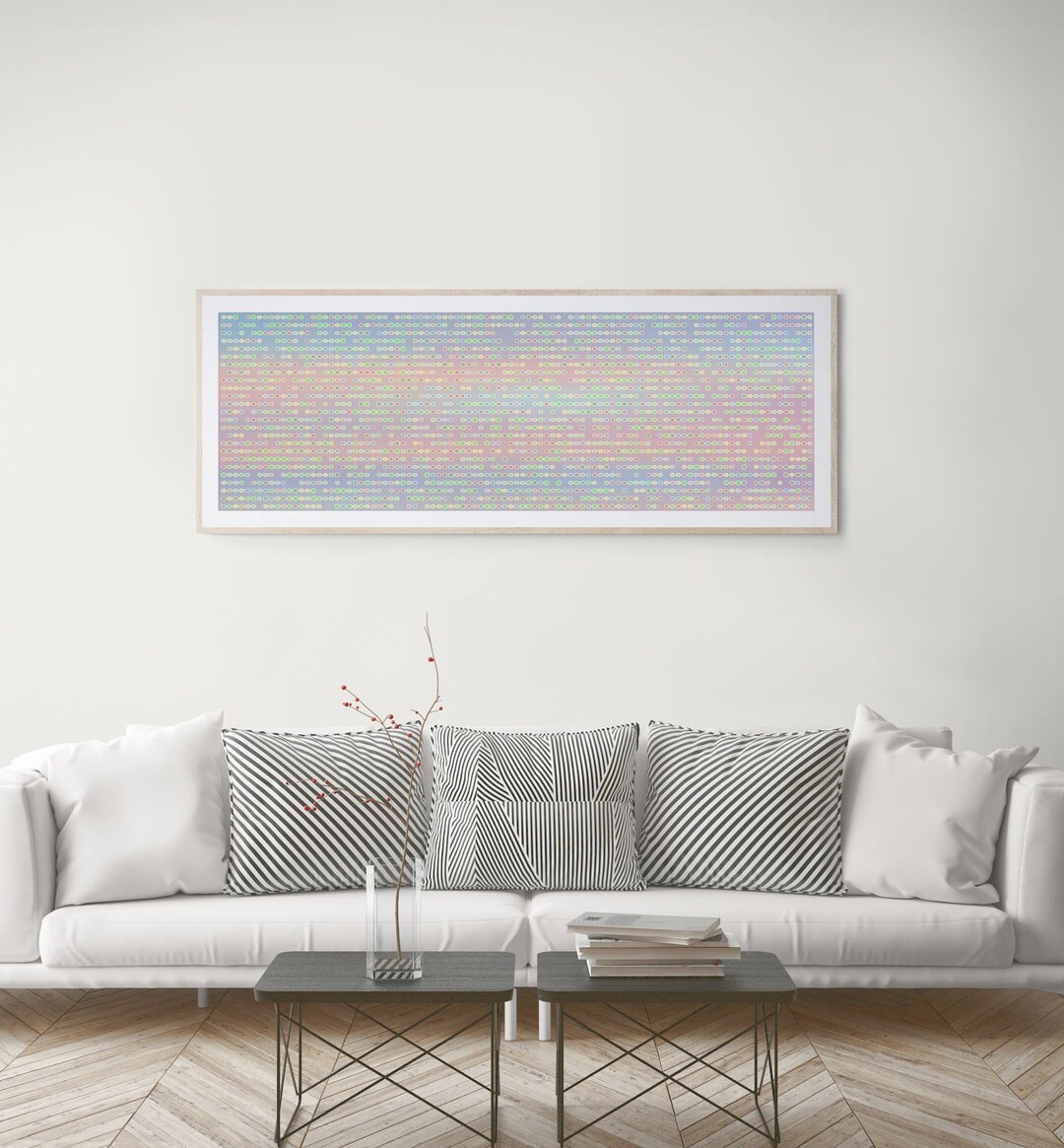 Long Narrow Vertical Wall Art in Pink, Blue 12x36, Wide, Printable