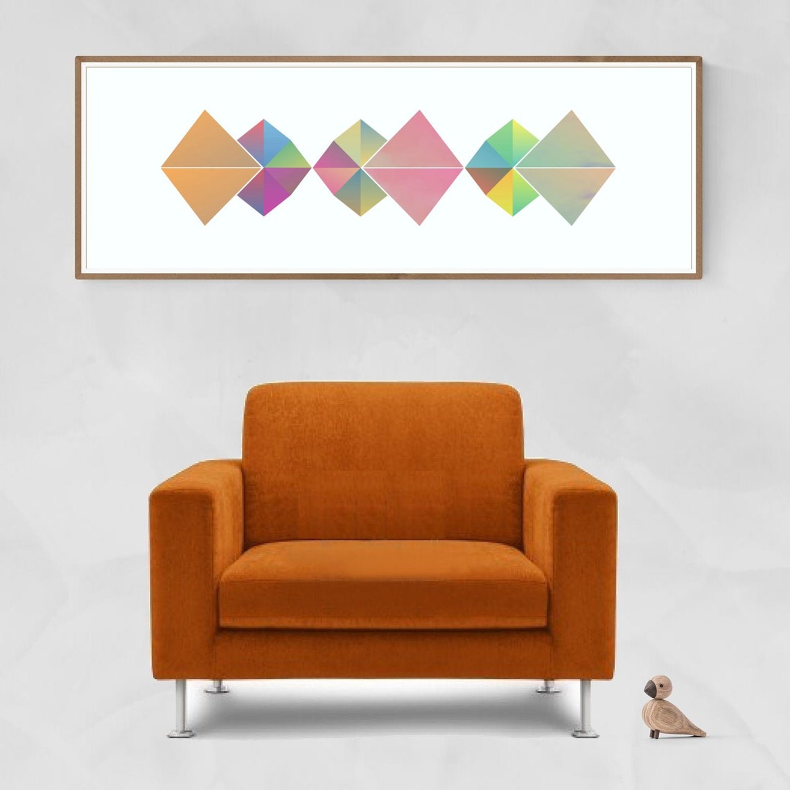 Long Horizontal Wall Art Narrow / Tall Thin Geometric Etsy