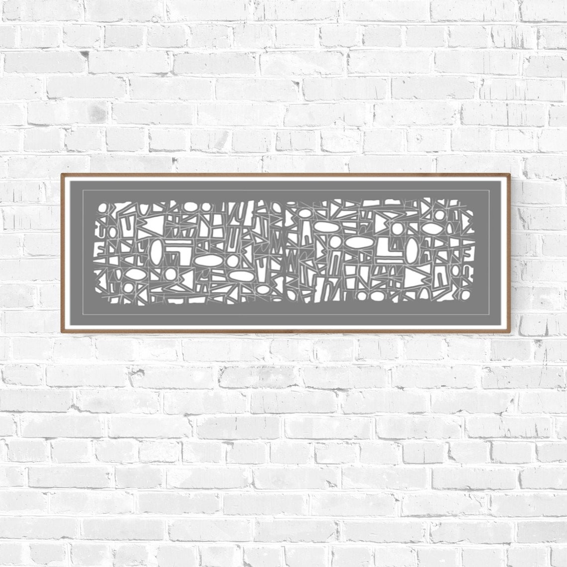 Long Narrow Vertical Wall Art in Grey White 12 High 36 Wide Etsy UK