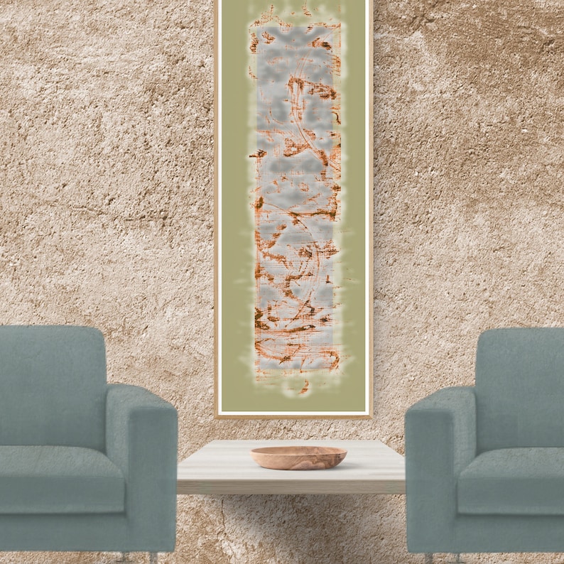 Long Art to Print Narrow Wall Art in Grey / Olive Wide Etsy