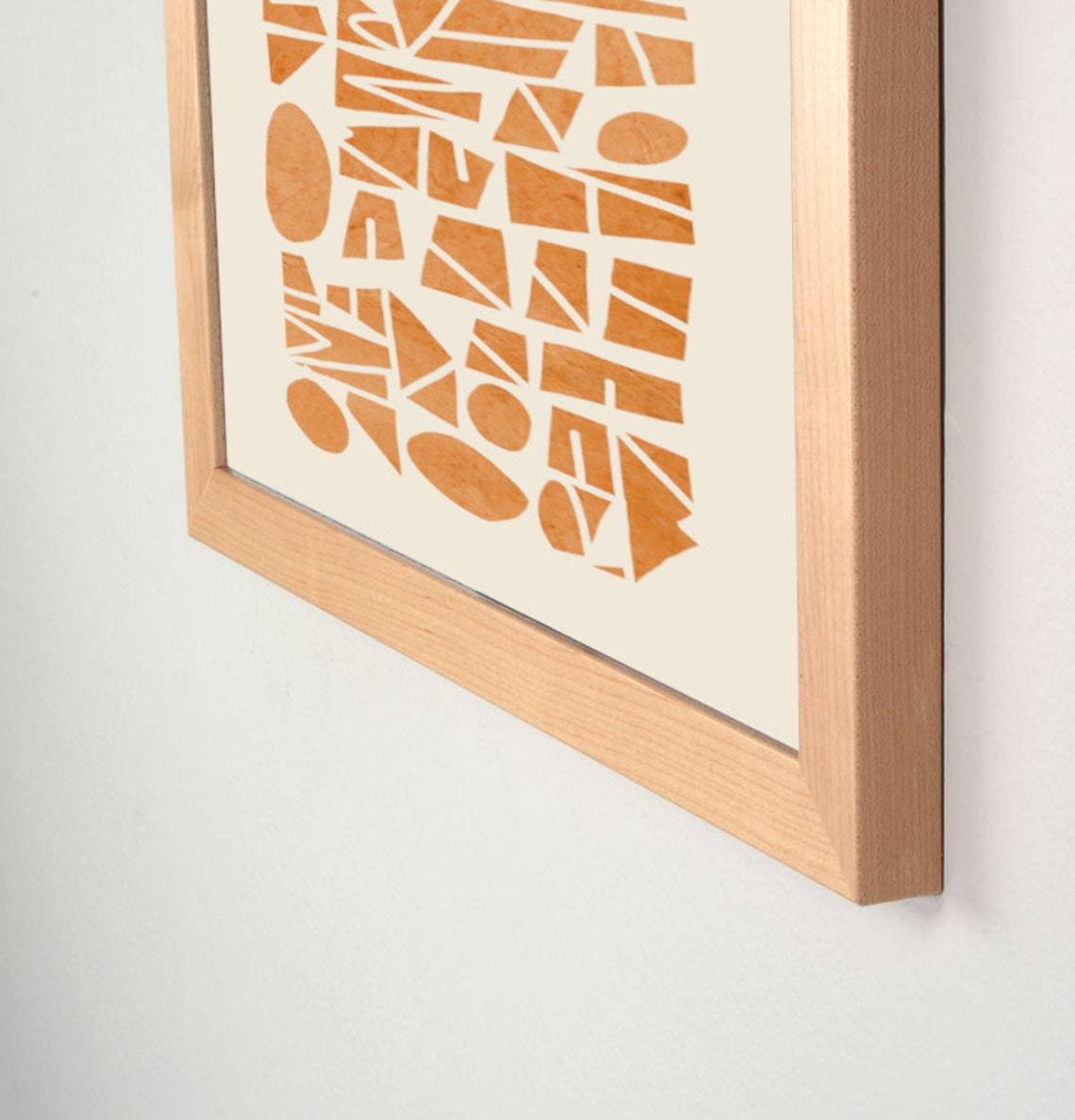 Framed Modern Narrow Wall Art Abstract in Orange Matte Etsy
