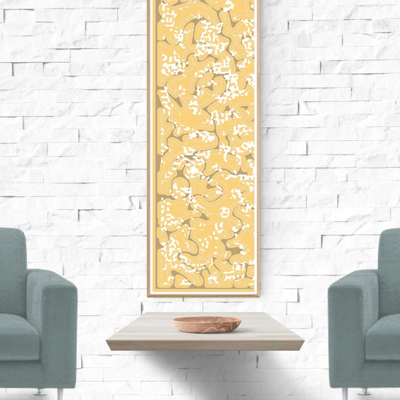 Long Narrow Wall Art in Grey / Mustard Wide Horizontal Etsy