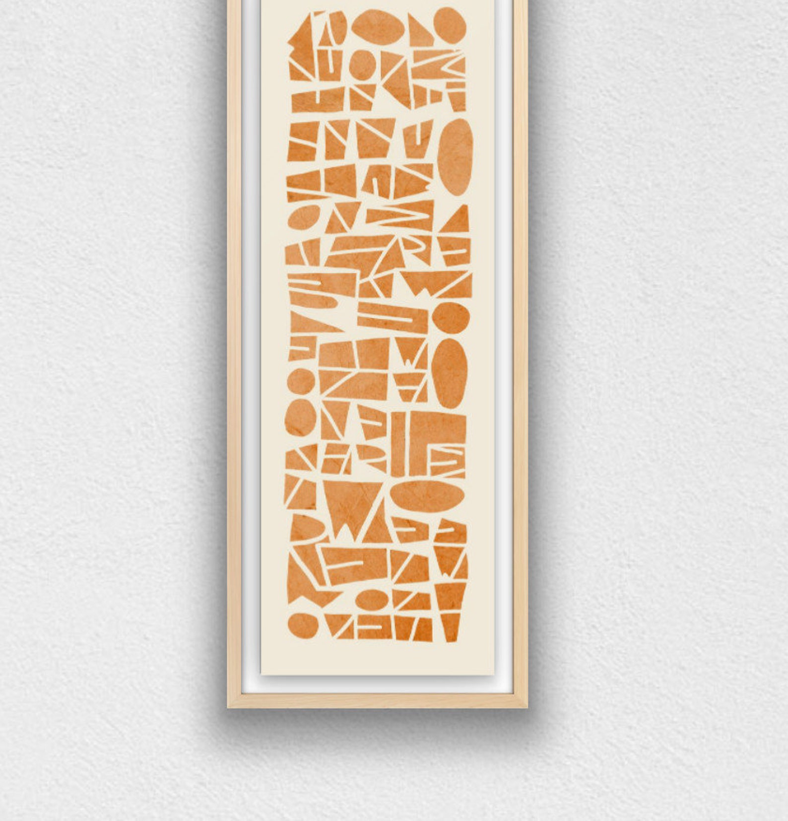Framed Modern Narrow Wall Art Abstract in Orange Matte Etsy