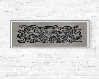 Long Narrow Wall Art in Grey Wide Horizontal Printable Wall | Etsy