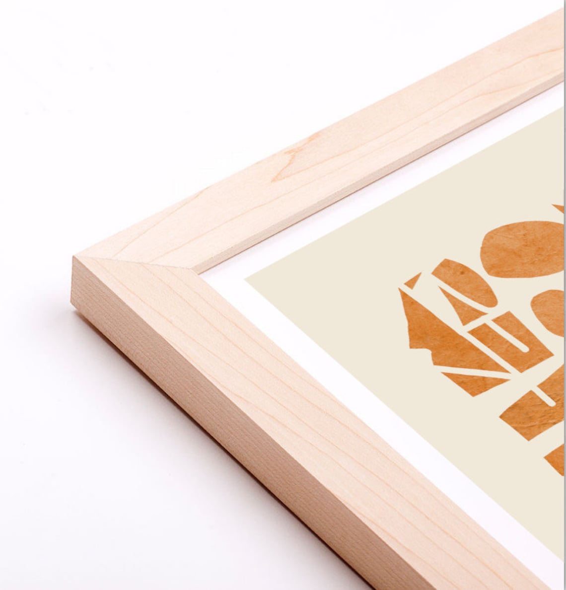 Framed Modern Narrow Wall Art Abstract in Orange Matte Etsy