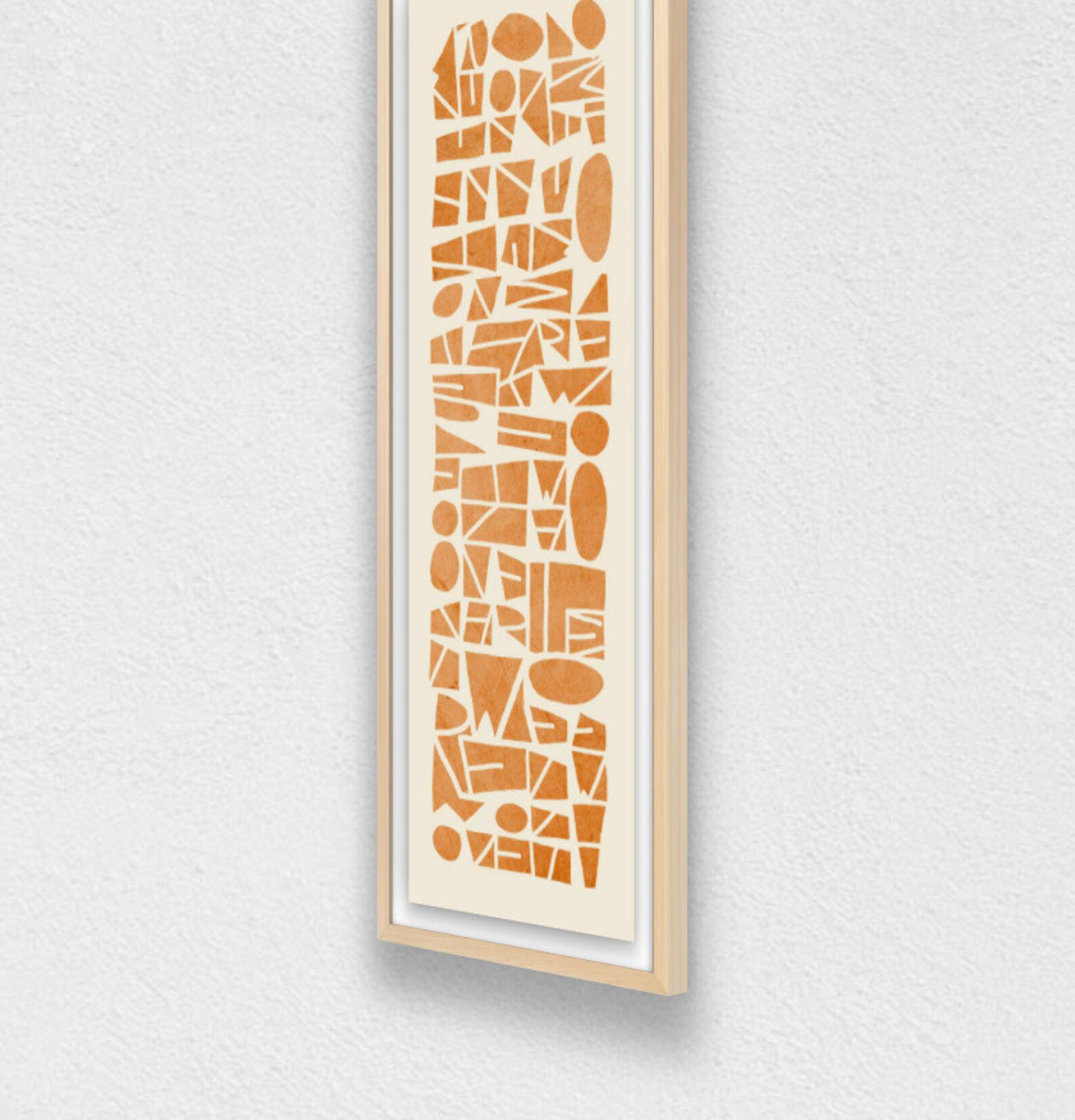Framed Modern Narrow Wall Art Abstract in Orange Matte Etsy