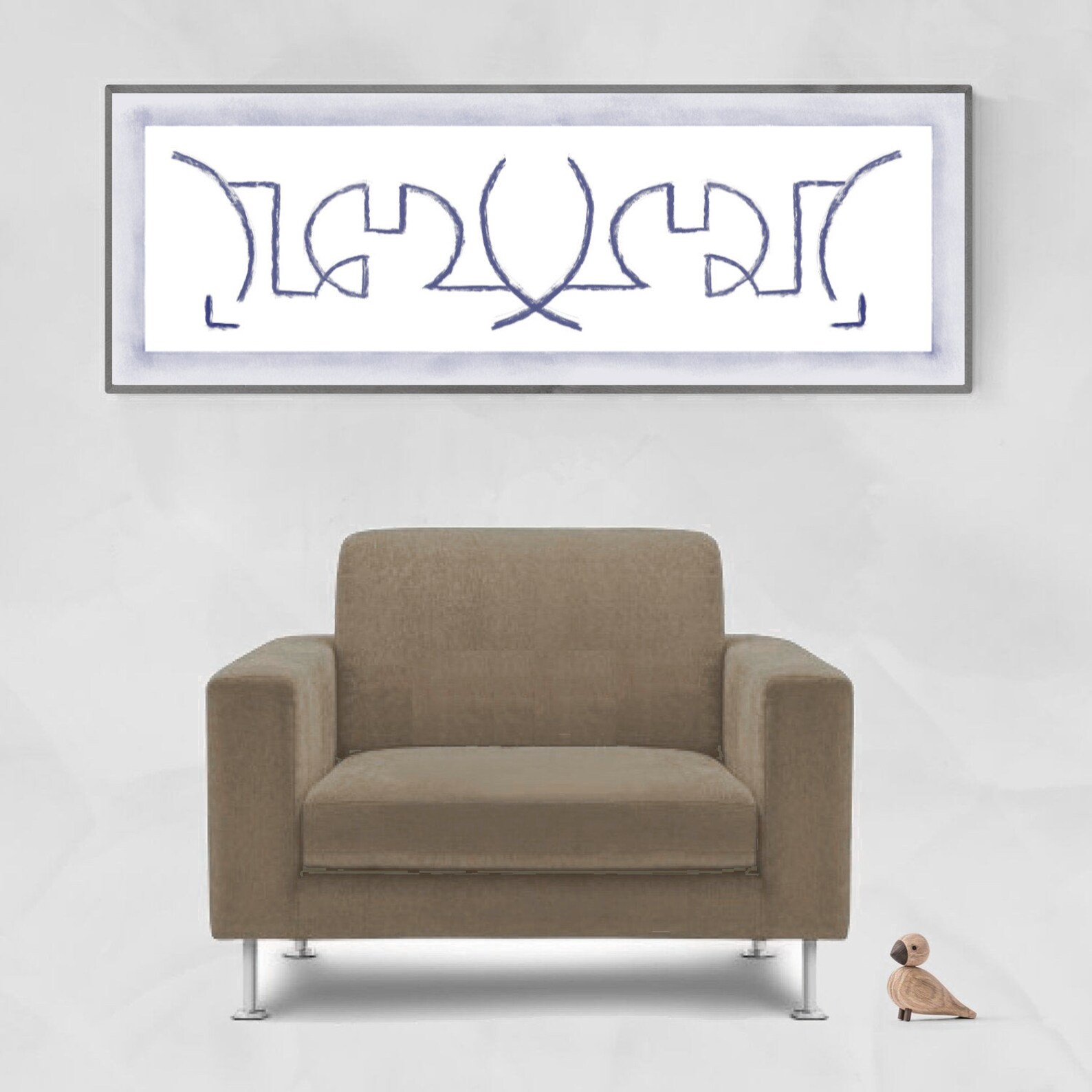 Printable long tall wall art in navy 12x36 Wide wall art Etsy