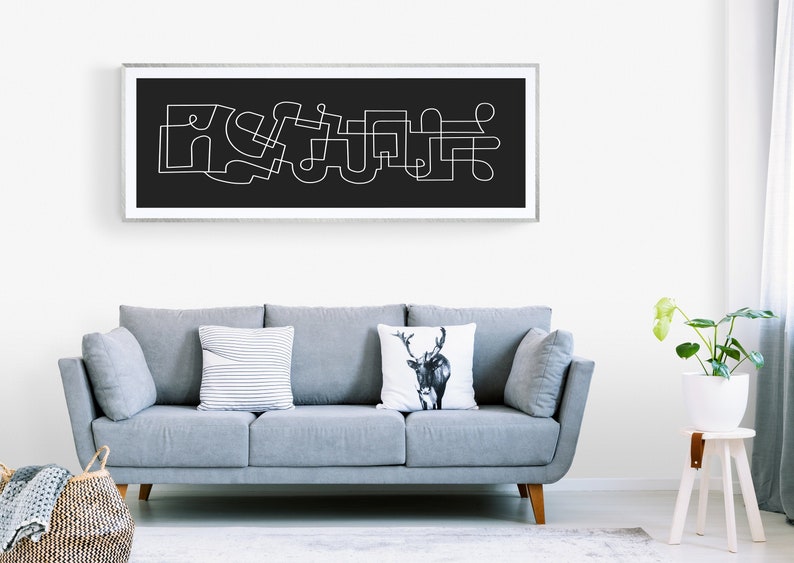 Long Narrow Wall Art in Black and White Printable Horizontal Etsy UK