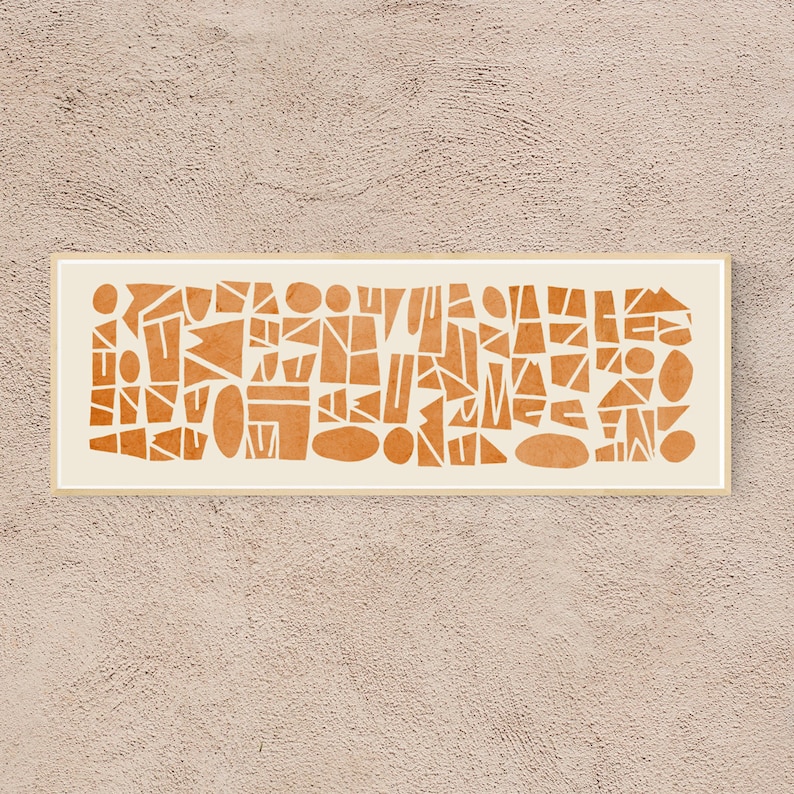 Long narrow wall art in orange Wide horizontal printable