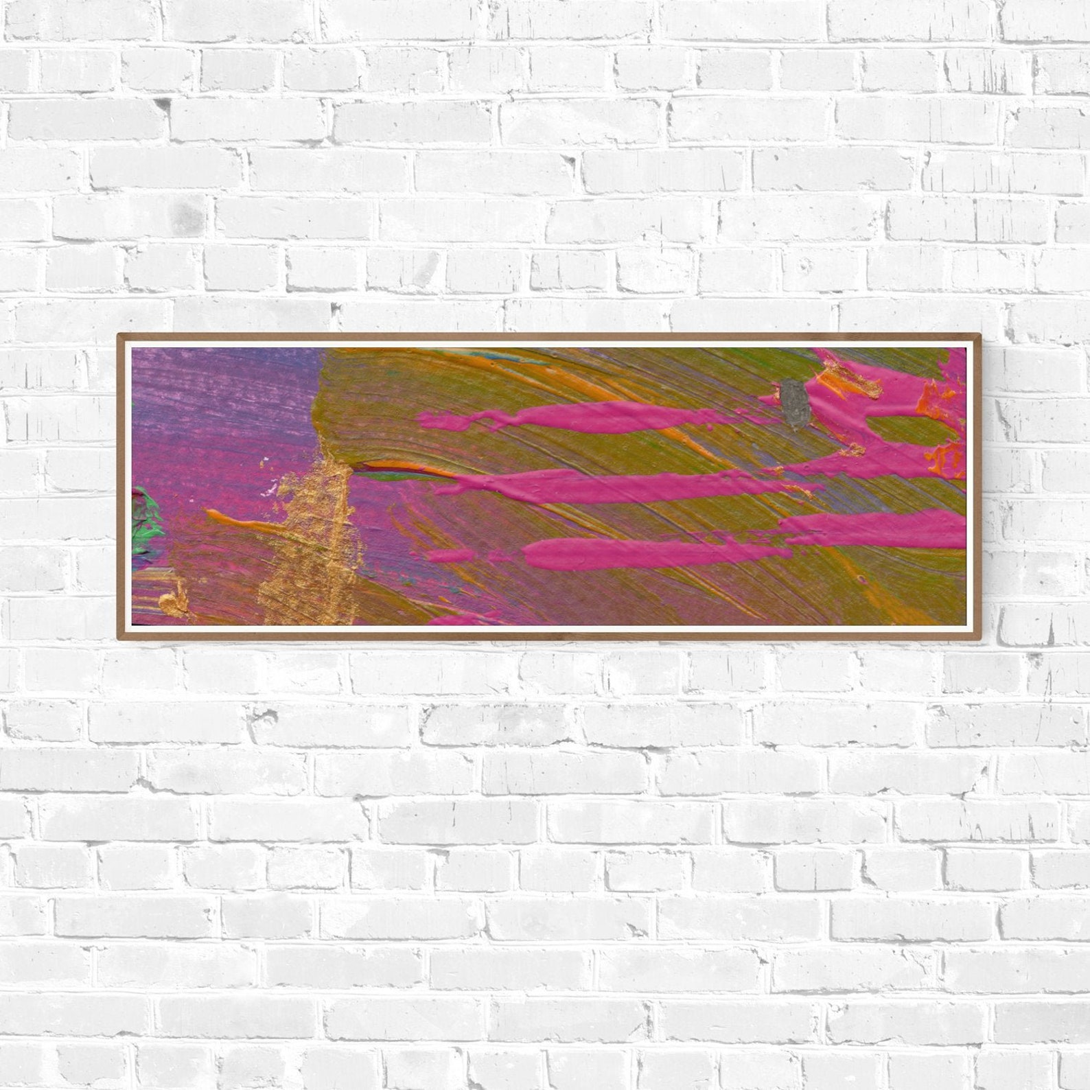 Long Thin Wall Art Print Narrow Wall Art in Olive Pink and Etsy