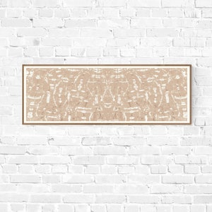 Long narrow, printable wall art in beige; Wide horizontal; modern; 36x12 or custom size