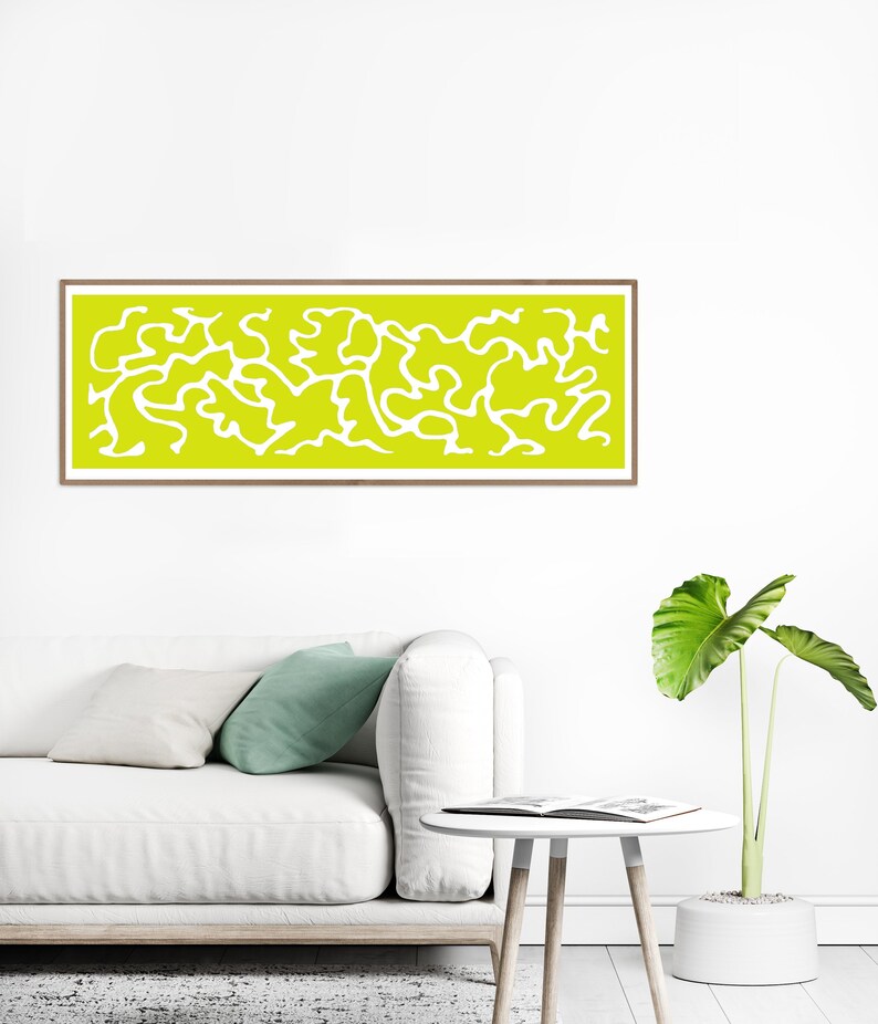 Tall narrow wall art print in lime Long wide printable