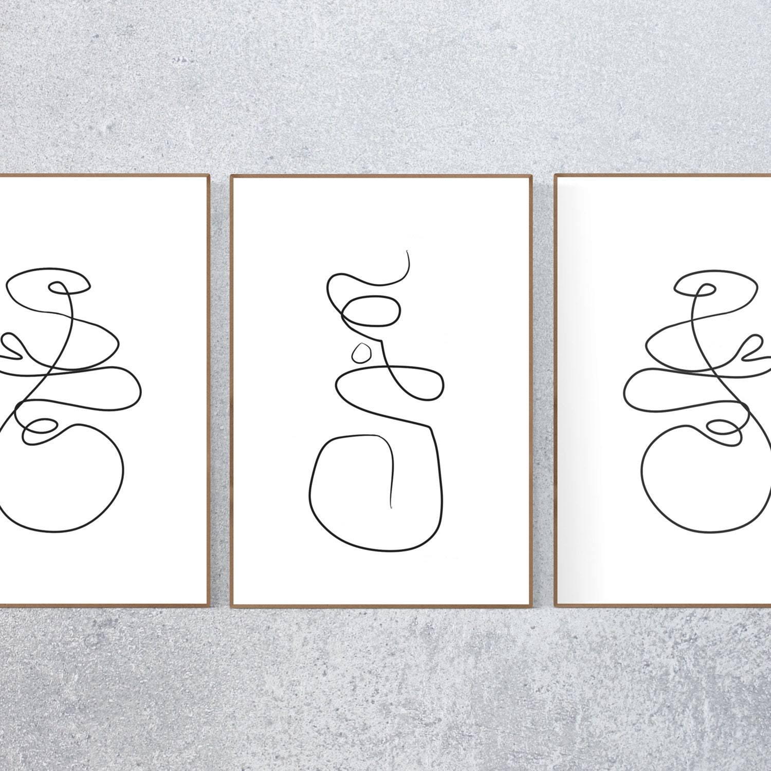 Line art print set 3 line drawings modern art wall art Etsy