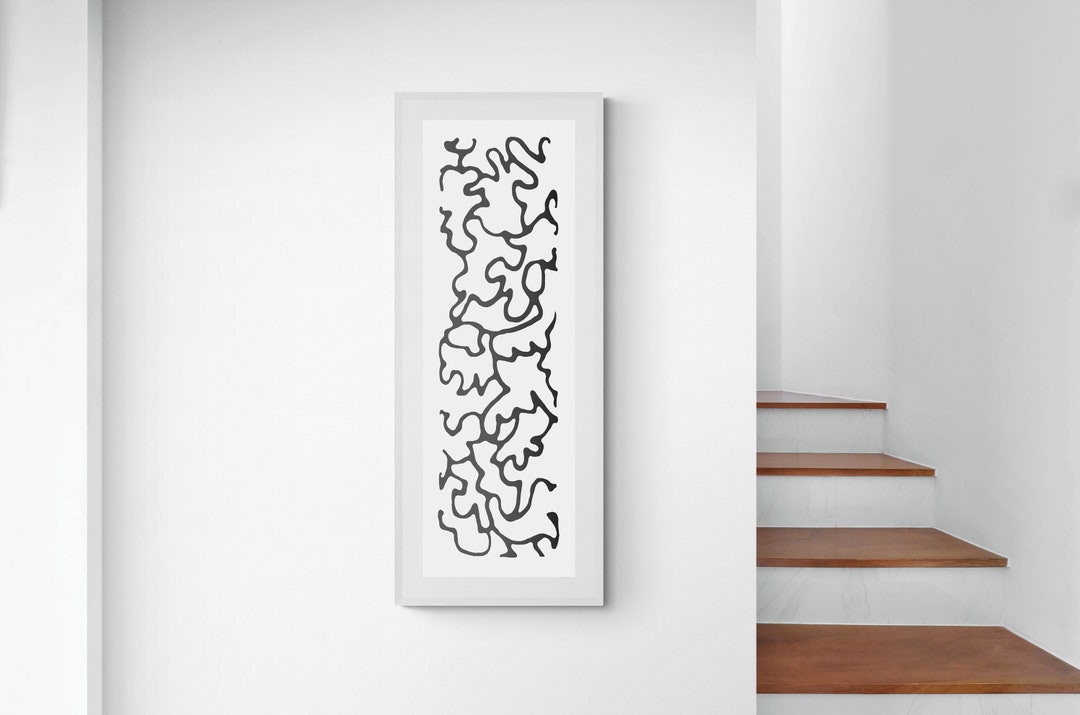Long Narrow / Tall Thin Wall Art in Black and White Printable 36x12