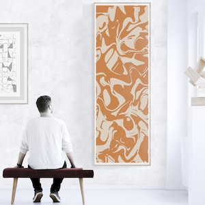 Extra large vertical wall art, Long narrow, 30x90 inch, 12x36 inch, vertical wall art, orange modern art