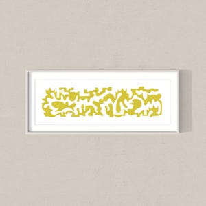 Lange schmale druckbare Wandkunst: 12 x 36, horizontal, abstrakt, modern; olivgrün