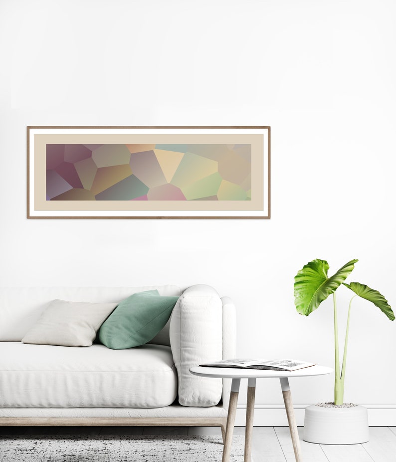 Long Narrow Wall Art Wide, Horizontal, Printable Abstract. Modern 36x12