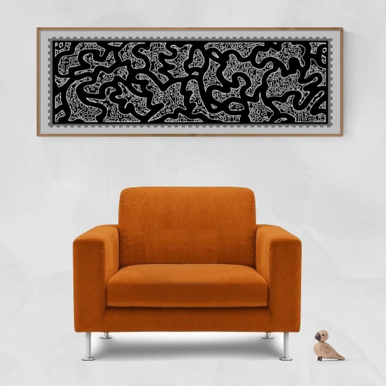 Long narrow vertical wall art in grey white 12 high 36 wide Etsy