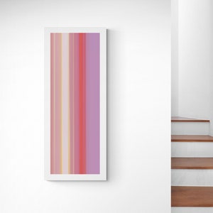12x36, tall narrow wall art: long, pink, printable horizontal abstract