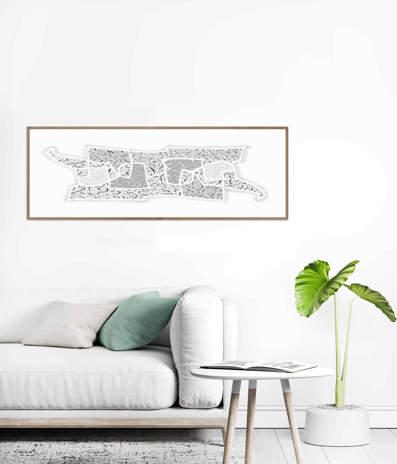 Long narrow vertical wall art in grey white 12 high 36 wide Etsy