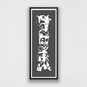 Long narrow wall art in black and white; printable, vertical wall art abstract, modern; 36x12 wall art