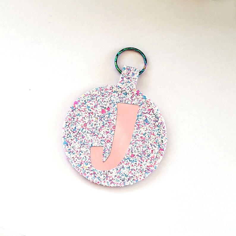 Gift Ideas Custom Keychain Car Fund Personalized Glitter Keyring with Initial