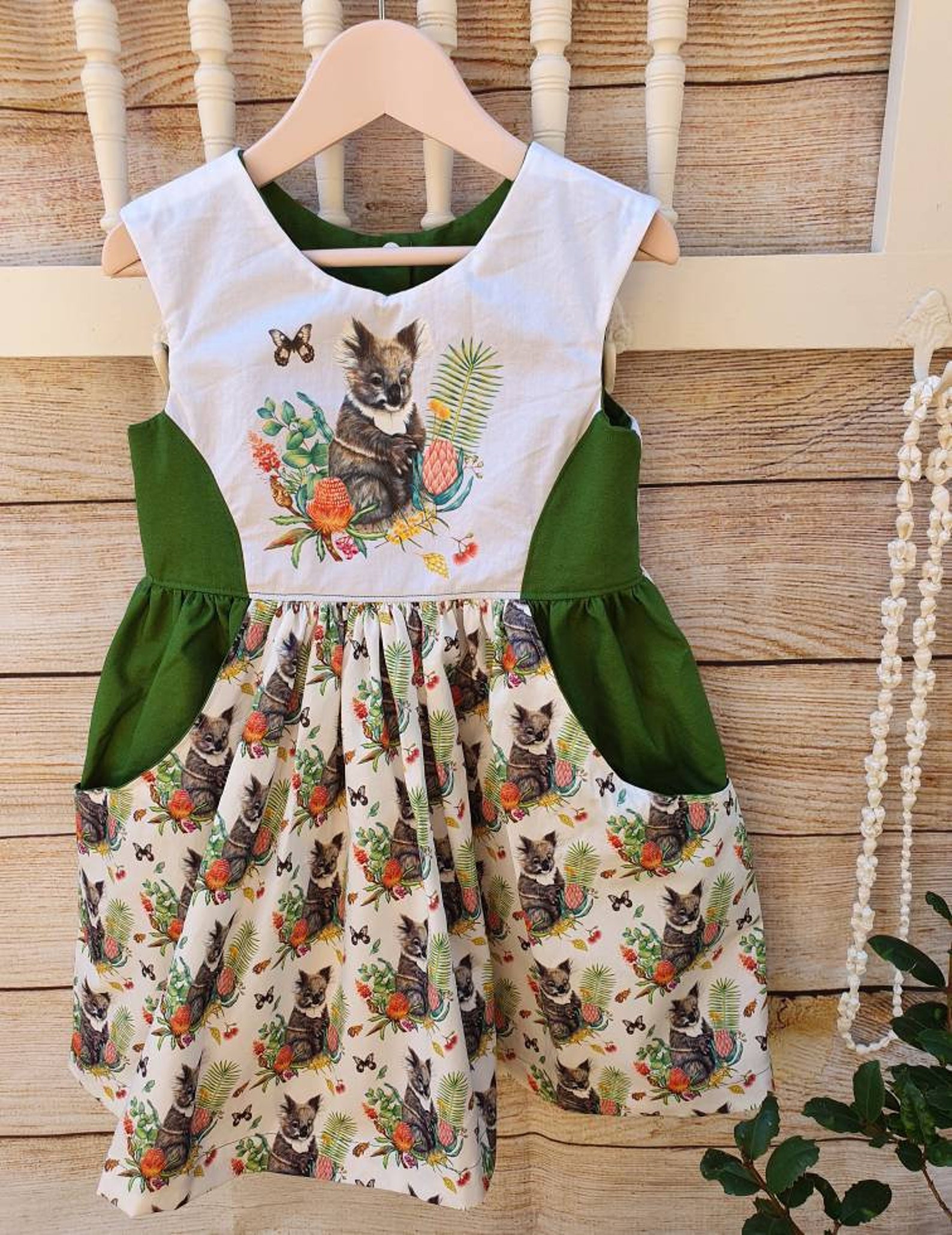 Koalas Size 6 Girls Dress Green Children's Clothing Etsy Australia