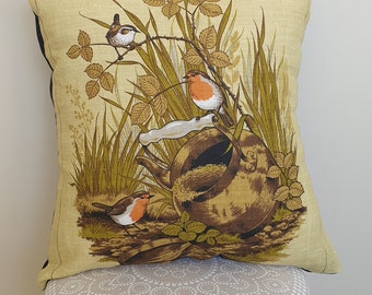 Little Robins cushion cover, home decor, upcycled, throw pillow cover, handmade, Australian handmade