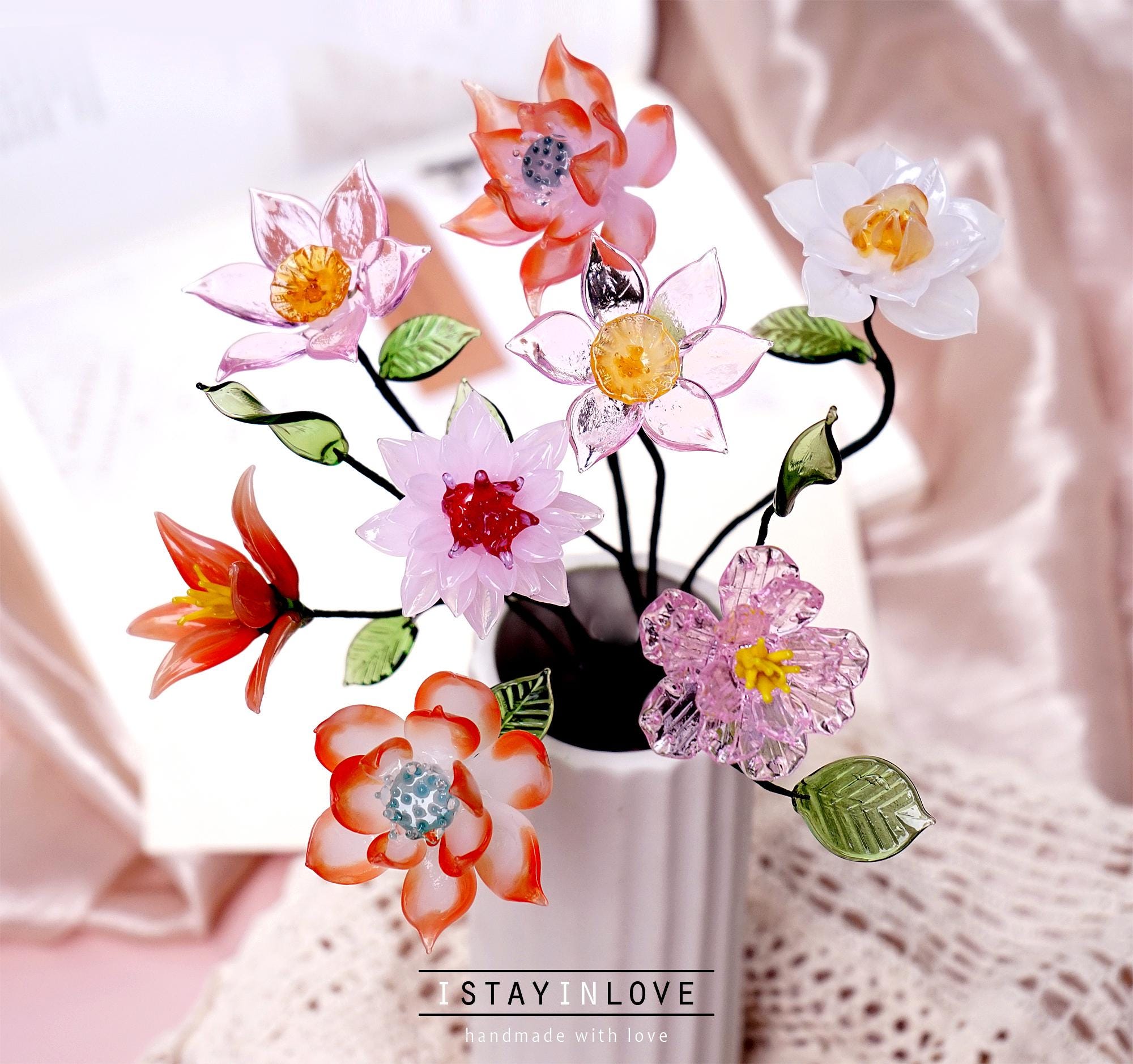 Glass Birth Month Flower, Birth Flowers Bouquet, Anniversary & Birthday ...