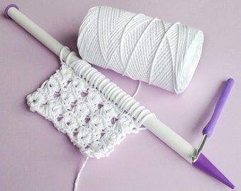 Broomstick lace tool large size 20 mm us 35. Straight 40 cm length plastic knitting needle. Big Peruvian crochet pin