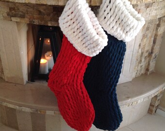 Large knit christmas stocking  Xmas knitted stockings Christmas in july sales