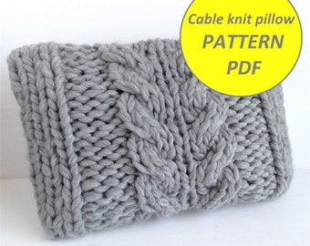 Cable knit pillow pattern Chunky knitting pattern Wool cushion cover tutorial - PDF download