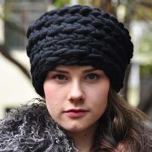 Russian hat Kubanka Papakha Cossack style wool hat Women winter chunky knit hat