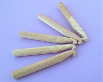 Wooden crochet hooks Handmade wood crochet hook size S (20 mm) Large crochet needles