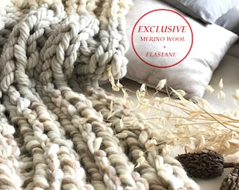 Chunky strickdecke Super chunky strickdecke Armstrickdecke Merino Wolle Decke Wurf Riesen strickdecke Beige braun chunky Wolle Decke
